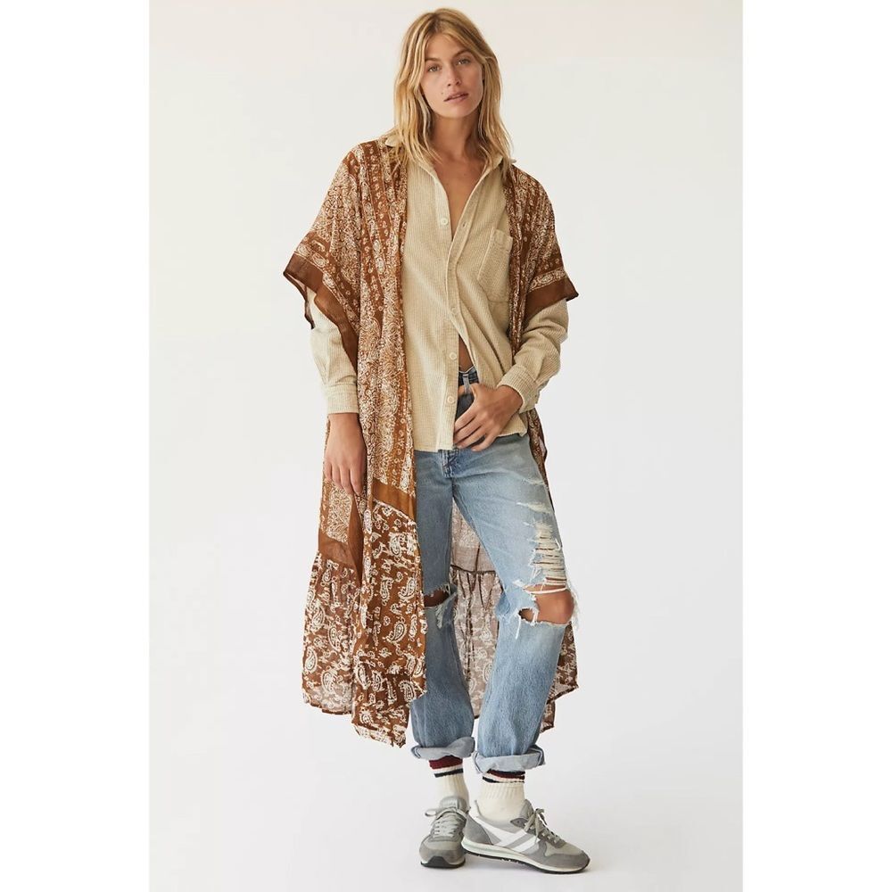 Free People Bandana Ruffle Kimono One Size